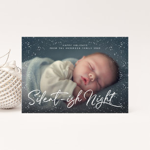 Silent Night Snow Full Photo Feestdagenkaart