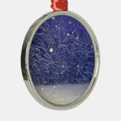 Silent Night Snowfall Metalen Ornament (Rechts)