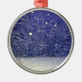 Silent Night Snowfall Metalen Ornament (Voorkant)
