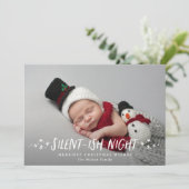 Silent Night Stars Full Photo Baby Kerstmis Feestdagenkaart (Staand voorkant)
