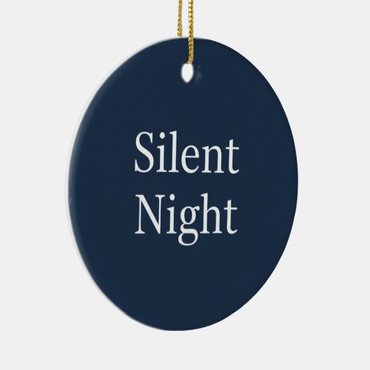 Silent Night Typography Classic Navy Blue & White  Keramisch Ornament (Rechts)