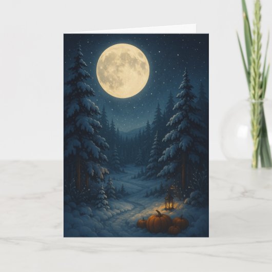 Silent Night Under the Moon – Cozy Christmas Card Kaart (Voorkant)