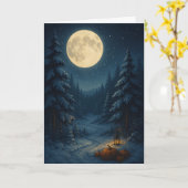 Silent Night Under the Moon – Cozy Christmas Card Kaart (Gele Bloem)