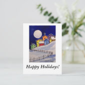 Silent Night Village Feestdagenkaart (Staand voorkant)