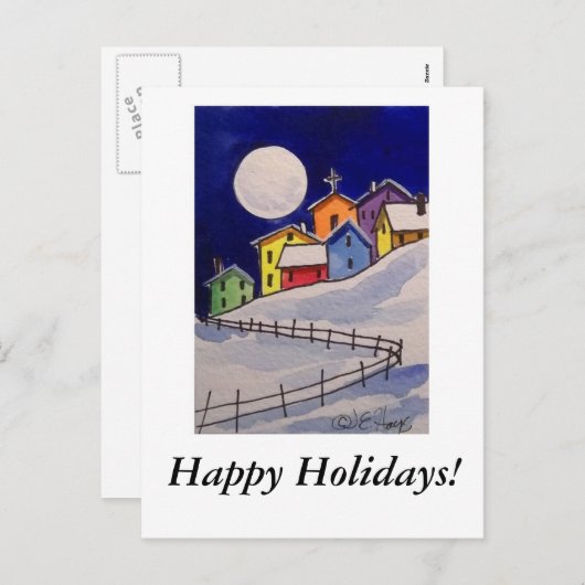 Silent Night Village Feestdagenkaart (Voorkant / Achterkant)