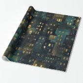 Silent Night Windows Wrapping Paper Cadeaupapier (Uitgerold)