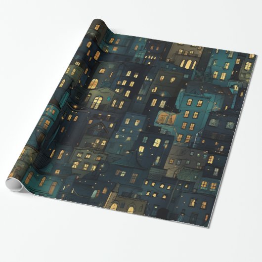Silent Night Windows Wrapping Paper Cadeaupapier (Uitgerold)