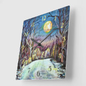 Silent Night Winter Full Moon in Zweden - cijfers Vierkante Klok (Hoek)