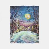 Silent Night Winter Full Moon in Zweden Fleece Deken (Voorkant)
