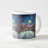 Silent Night Winter Full Moon in Zweden Grote Koffiekop (Voorkant rechts)