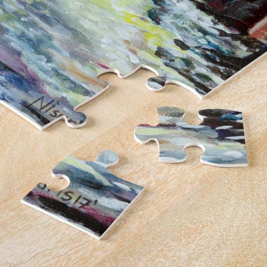 Silent Night Winter Full Moon in Zweden Legpuzzel (Zijkant)