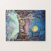 Silent Night Winter Full Moon in Zweden Legpuzzel (Horizontaal)