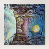 Silent Night Winter Full Moon in Zweden Legpuzzel (Horizontaal)