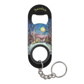 Silent Night Winter Full Moon in Zweden Mini Flessenopener (Achterkant)