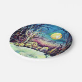 Silent Night Winter Full Moon Papieren Bordje (Gekanteld)