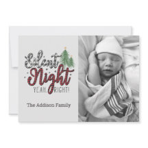 Silent Night Yeah Right Plaid Christmas Card