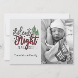 Silent Night Yeah Right Plaid Christmas Card Feestdagenkaart