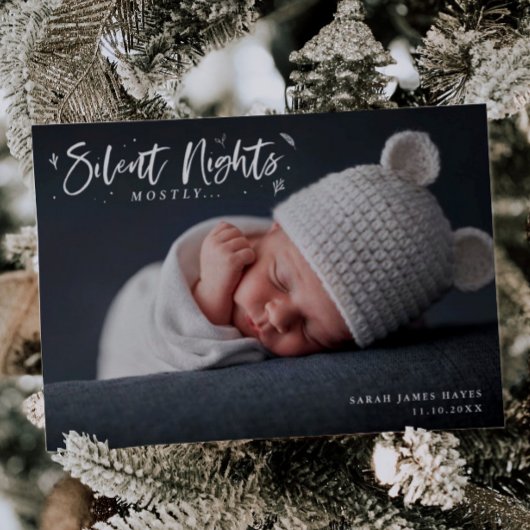 Silent Nights Baby Landschap Foto Holiday Birth Aankondiging