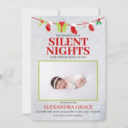 Silent Nights Bundle Joy Foto van Kerstmis Aankondiging (Voorkant)