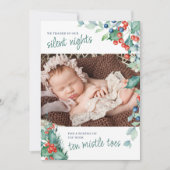 Silent Nights for Ten Mistle Toes Winter Birth Aankondiging (Voorkant)