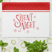 Silent Nights Typografie White en Red Theedoek (Gevouwen)