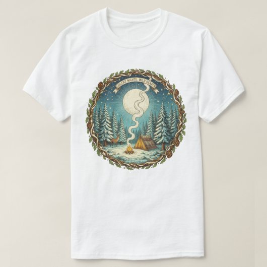Silent Nights Wild Hearts Winter Camping Art T-shirt (Design voorkant)