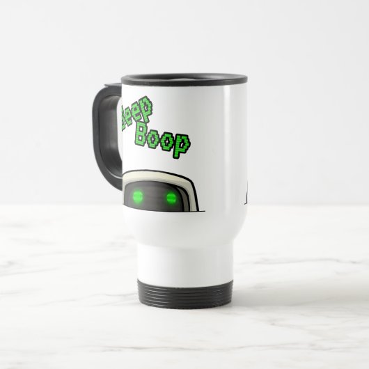 Silent Observer Beep Boop Reisbeker (Voorkant links)