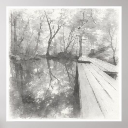 Silent Passage — Ink Painting Wabi-Sabi Reflection Poster (Voorkant)