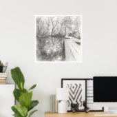 Silent Passage — Ink Painting Wabi-Sabi Reflection Poster (Thuiskantoor)