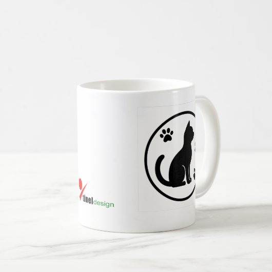 Silent Paws - Minimale kat silhouet Koffiemok (Voorkant rechts)