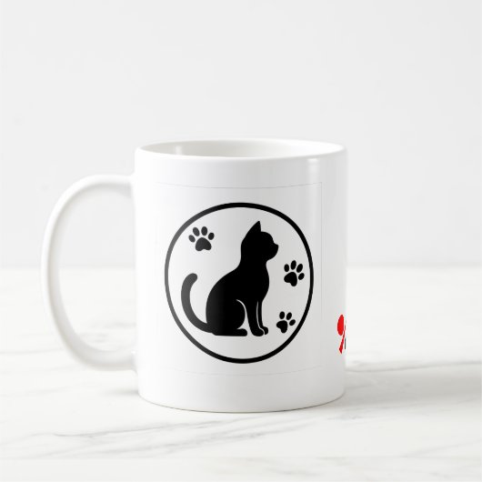 Silent Paws - Minimale kat silhouet Koffiemok (Links)