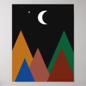 Silent Peaks onder een Crescent Moon Afbeelding Poster (Voorkant)