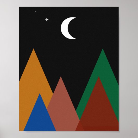 Silent Peaks onder een Crescent Moon Afbeelding Poster (Voorkant)