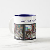Silent Prancers Carousel Horses Personalized  Tweekleurige Koffiemok (Voorkant links)