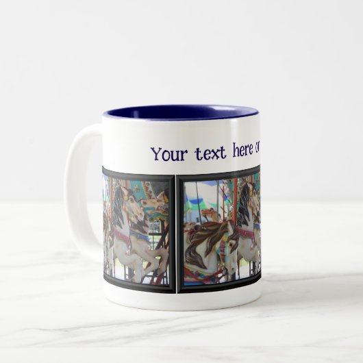 Silent Prancers Carousel Horses Personalized Tweekleurige Koffiemok (Voorkant links)