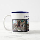 Silent Prancers Carousel Horses Personalized  Tweekleurige Koffiemok (Links)