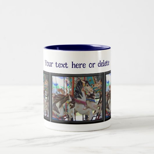 Silent Prancers Carousel Horses Personalized  Tweekleurige Koffiemok (Center)