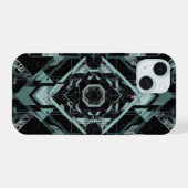 Silent Protocol: Cortex van Cyaan iPhone 15 Case (Achterkant horizontaal)