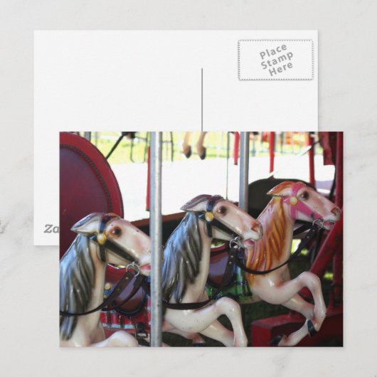 Silent Racers Carousel Horse Photo Briefkaart (Voorkant / Achterkant)