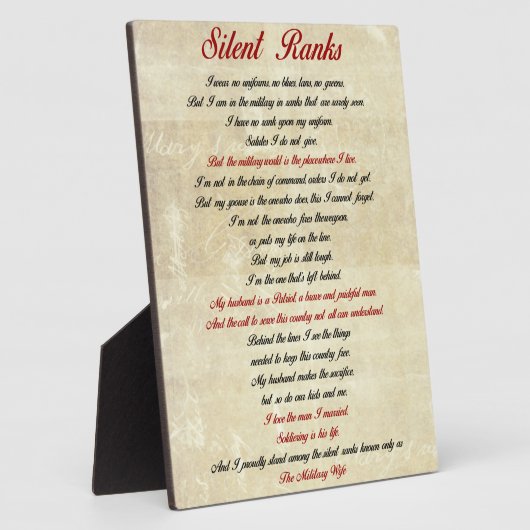 Silent Ranks Plaque met Easle Fotoplaat (Zijkant)