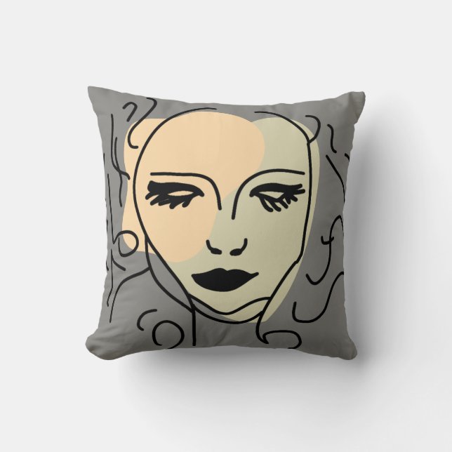Silent Reflection Minimalist Face Kussen (Voorkant)