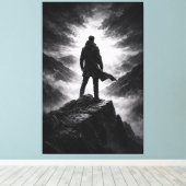 Silent Resolve – Black & White Mountain Canvas Art (Insitu (Houten vloer))
