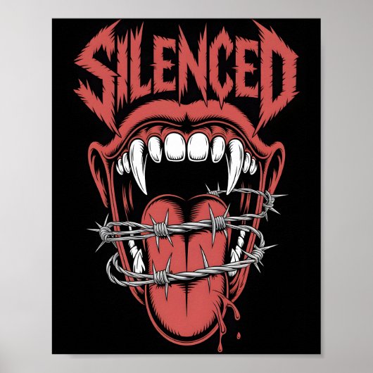 Silent Scream Mouth Illustration Poster (Voorkant)