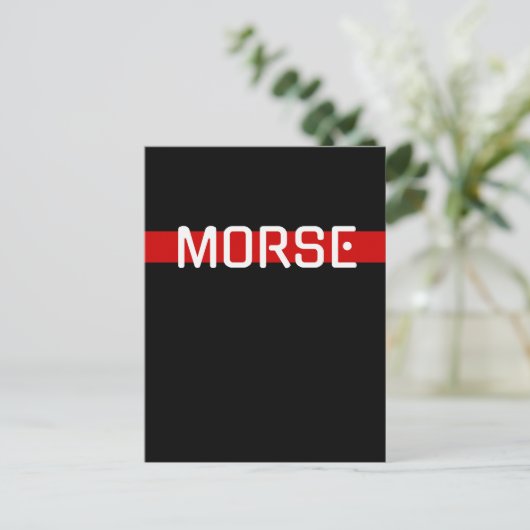 Silent Signal Morse Code Red Line Design Briefkaart (Staand voorkant)