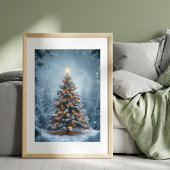 Silent Snow Christmas Tree Poster