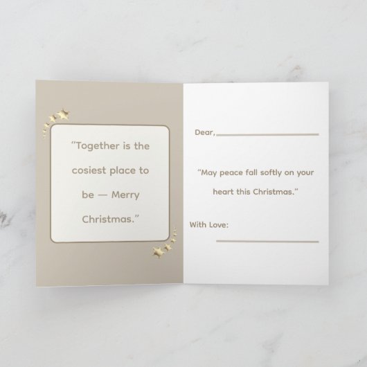 Silent Snow, Soft Glow;Minimalist ElegantChristmas Kaart (Binnen)