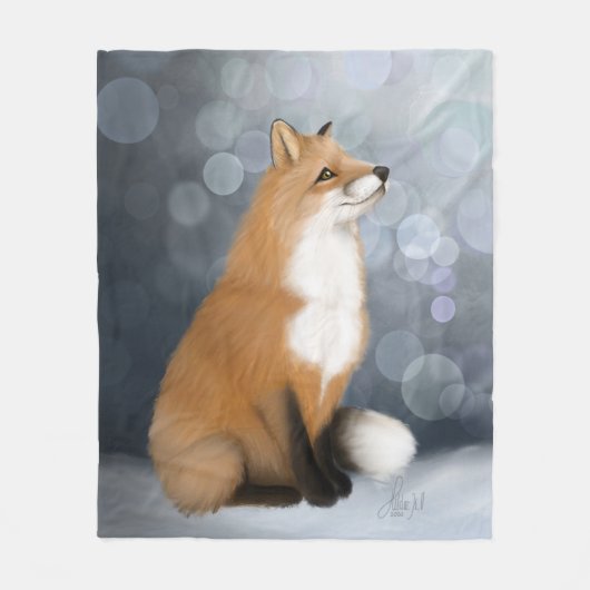 Silent Snowfall Fox Fleece Deken (Voorkant)