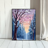 Silent Snowfall Winter Forest Watercolor Painting Poster