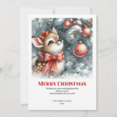 Silent Snowy Fawn Watercolor Christmas Greeting Feestdagenkaart (Voorkant)