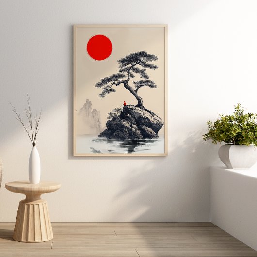 Silent Solitude - Inktlandschapskunst - Zen Decor Foto Afdruk